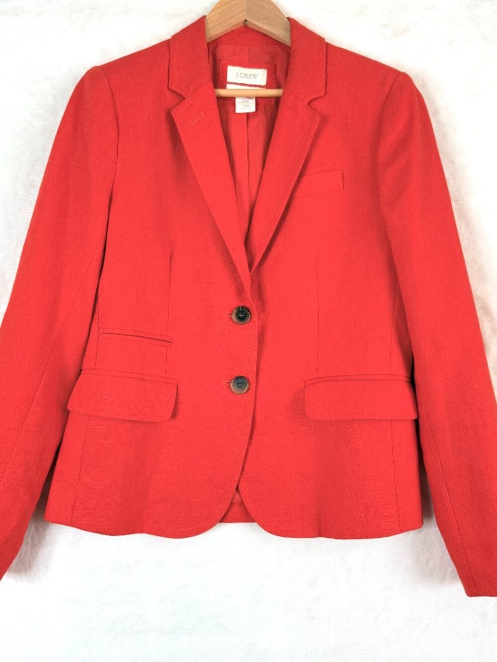 J Crew Schoolboy Linen Two-Button Blazer Womens 4 Orange Career Academia Preppy